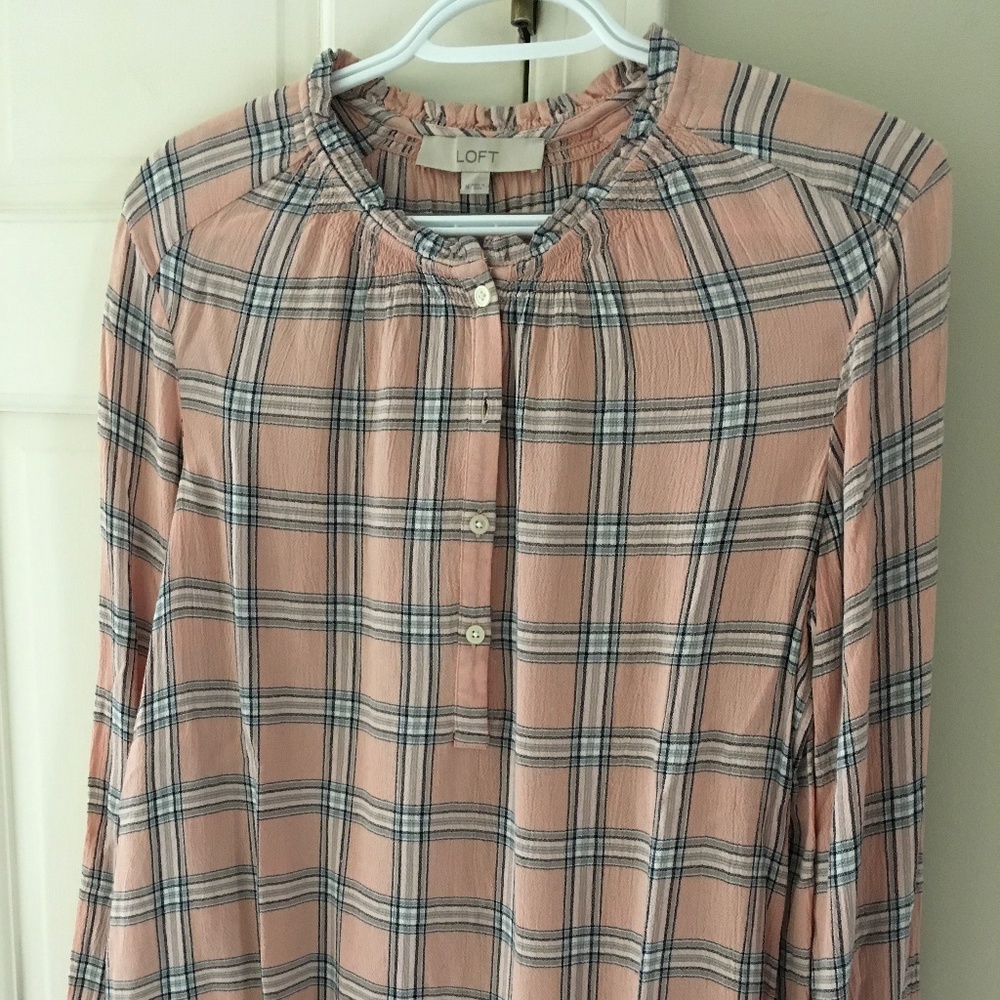 Ann Taylor Loft Plaid Blouse - Size L